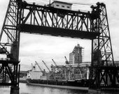 Destination 16 x 24 signed Giclee gallery wrapped canvas photo industrial portland steel bridge black and white Willamette River