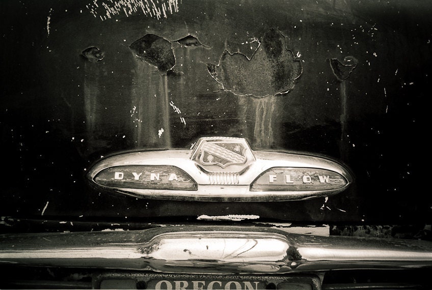 Vintage vehicle Photography auto body dark car rust chrome detroit dyna flow buick Of travel, I've had my share. 11x14 fine art photo