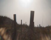 Beach dune Photograph sunspot sunrise ethereal white sand fence NC coast outer banks holga Feelin the sun on my face 11x14 fine art photo