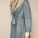 Vintage Pastel Blue Leather Coat with Fox Fur Collar
