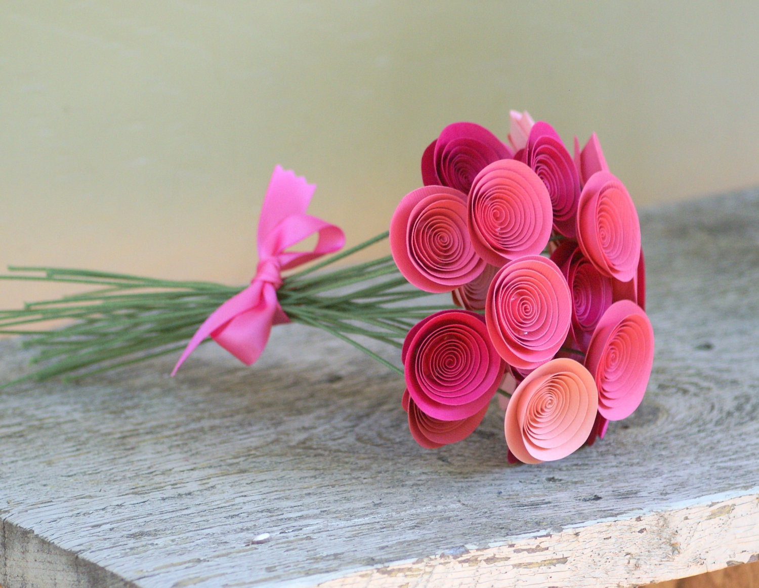 24 Mini Pink Paper Flowers, Baby Shower Centerpiece, Pink Nursery Decor, Girl Baby Shower