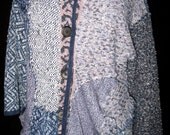 Blue Tweed upcycled Cardigan Sweater  SALE fits sizes med large  extra large