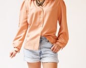 vintage 1970s blouse / 70s peach blouse / Just Peachy Blouse