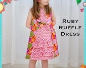 Girls Dress PRINTED PATTERN: Ruby Ruffle Dress - Original Printed Sewing Pattern - Size 6 Month through 10 Years by The Cottage Mama