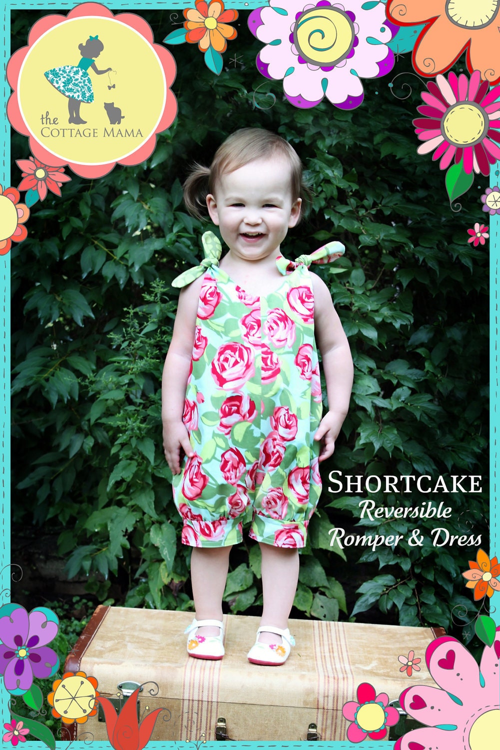 PATTERN: Shortcake Reversible Romper and Dress Pattern - Original Paper Printed Sewing Pattern - Size 6 Month through 6 Years