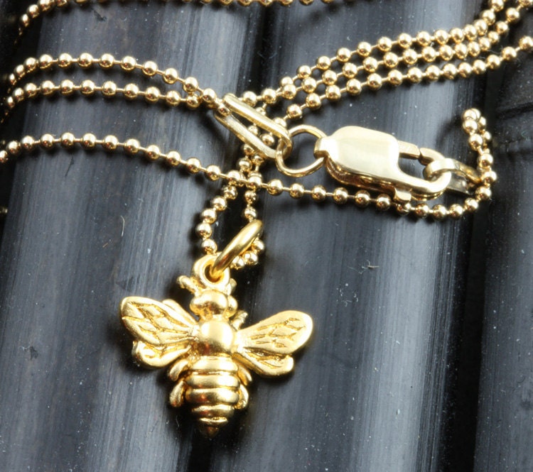 Honey Bee, Gold Bumble Bee Necklace