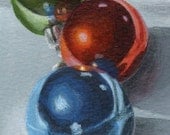 ACEO Still Life Acrylic Painting of Christmas Ornaments - Original Art ATC
