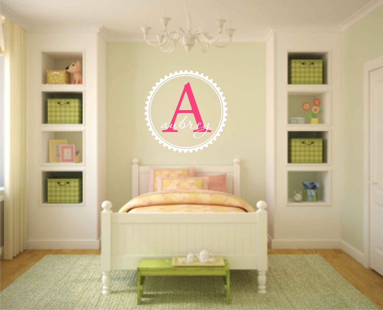 Vinyl Wall Decal Child's Name or Last Name Monogram - Wall Quote - Nursery Vinyl Wall Decal - Child's Room Vinyl Wall Decal
