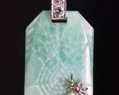 Great Gatsby Art Deco pendant spider diamonds pearl green paste