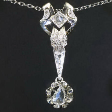 Great Gatsby Art Deco diamonds pendant necklace