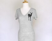 Be a Deer V-Neck Heather Burnout Tunic in Silver