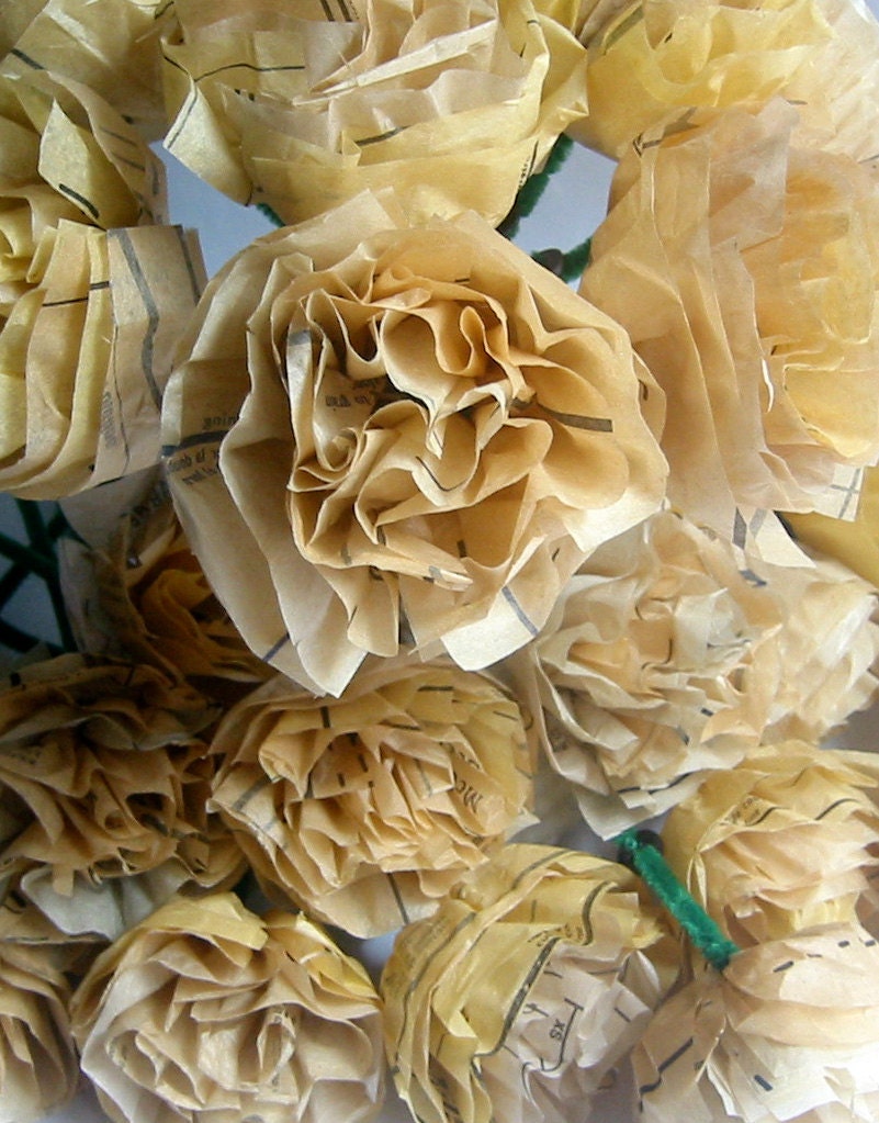 WHOLESALE- Tissue Paper Flowers- Repurposed Vintage Sewing Patterns- 24 Flowers- Popular Wedding Decoration