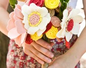 Custom Wedding Wildflower Felt Bouquet - Alternative Wedding Bouquet - Hot Air Balloon Inspired -