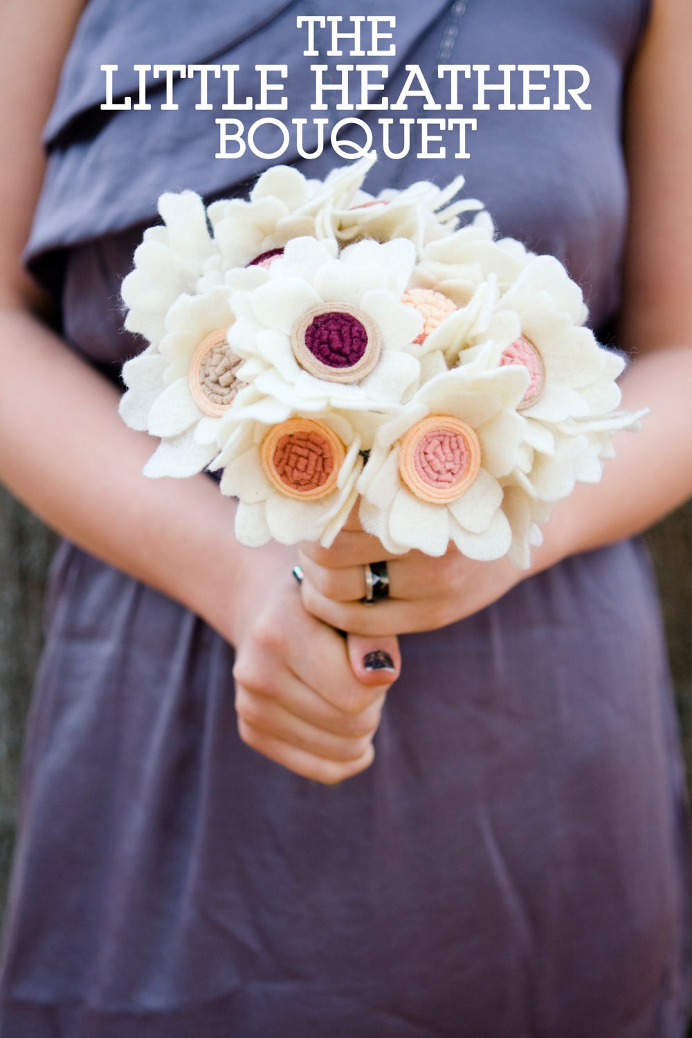 The Little Heather Wedding Bouquet - Felt Flower - Custom - Made to order