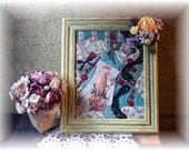 Framed Victorian Quilt Collage Altered Art Mixed Media Cottage Chic Decor Farmhouse Rustic Collage