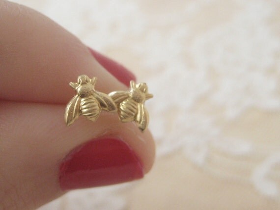 Tiny Bee Stud Earrings
