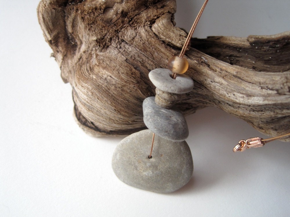 Eco Friendly Necklace - Natural Beach Jewelry- Raw Stone Fossils - Holy Stone Necklace