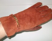Vintage Leather Gloves Rust Soft Lining