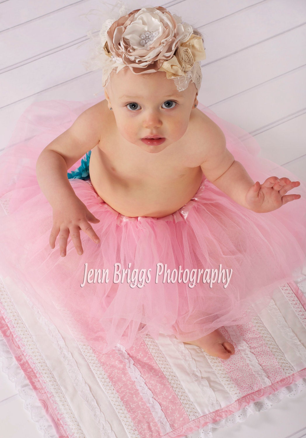 Photo Prop Newborn or Doll Quilt in Soft Pink and White Il_570xn