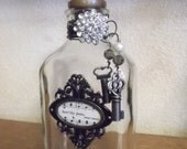 Vintage Bottle, embellished, ornate, door knob, key