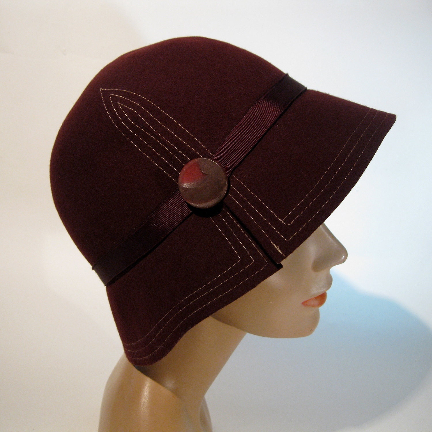 RESERVED Vintage 1930s Cloche Hat Oxblood Wool Art Deco Fall Fashions Large