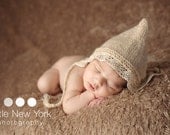 Newborn bonnet/ gnome hat with lace brim. Choose your own color.