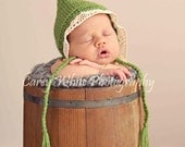 Newborn bonnet/ gnome hat with lace brim. Choose your own color