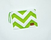 Reusable Snack Bag -Lime and White Chevron Stripe