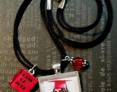 Gifts Under 20.00... Including Shipping...Photo Pendant Necklace with Message Charm and Beads