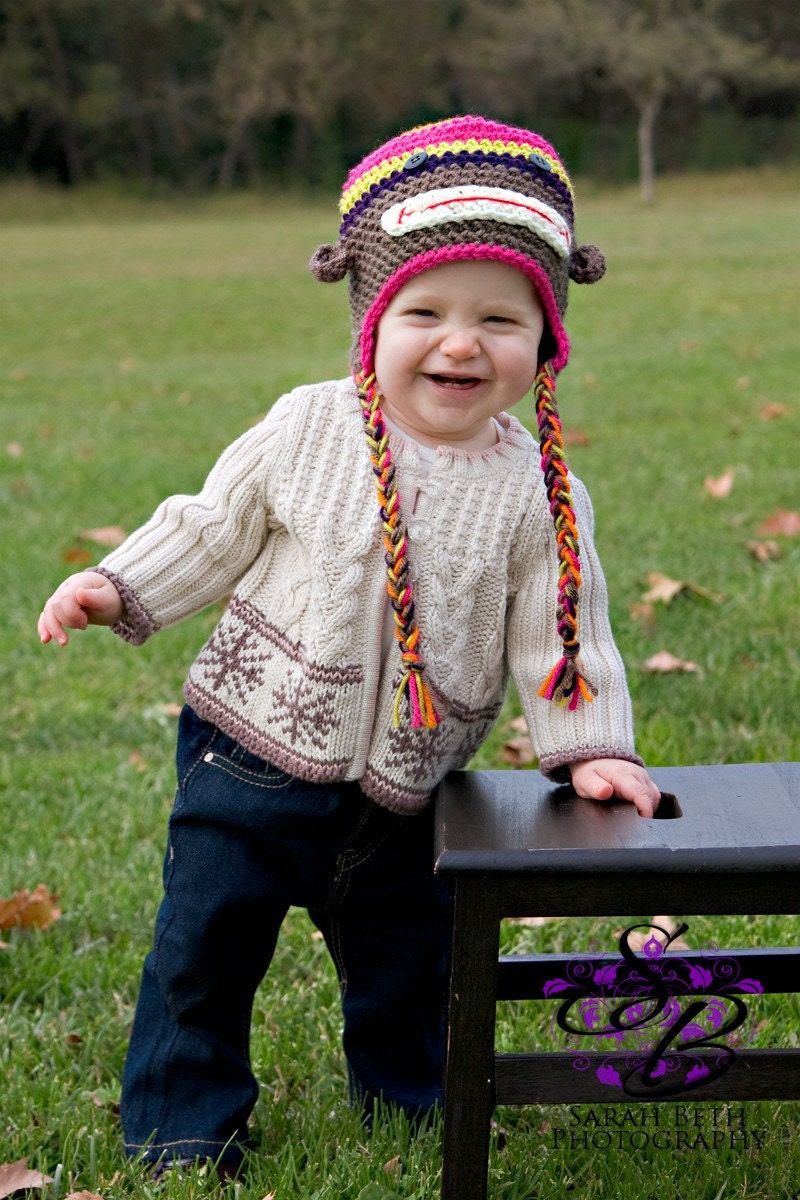 Little Girl Monkey Hat - Great Photo Prop - Available in 5 Sizes