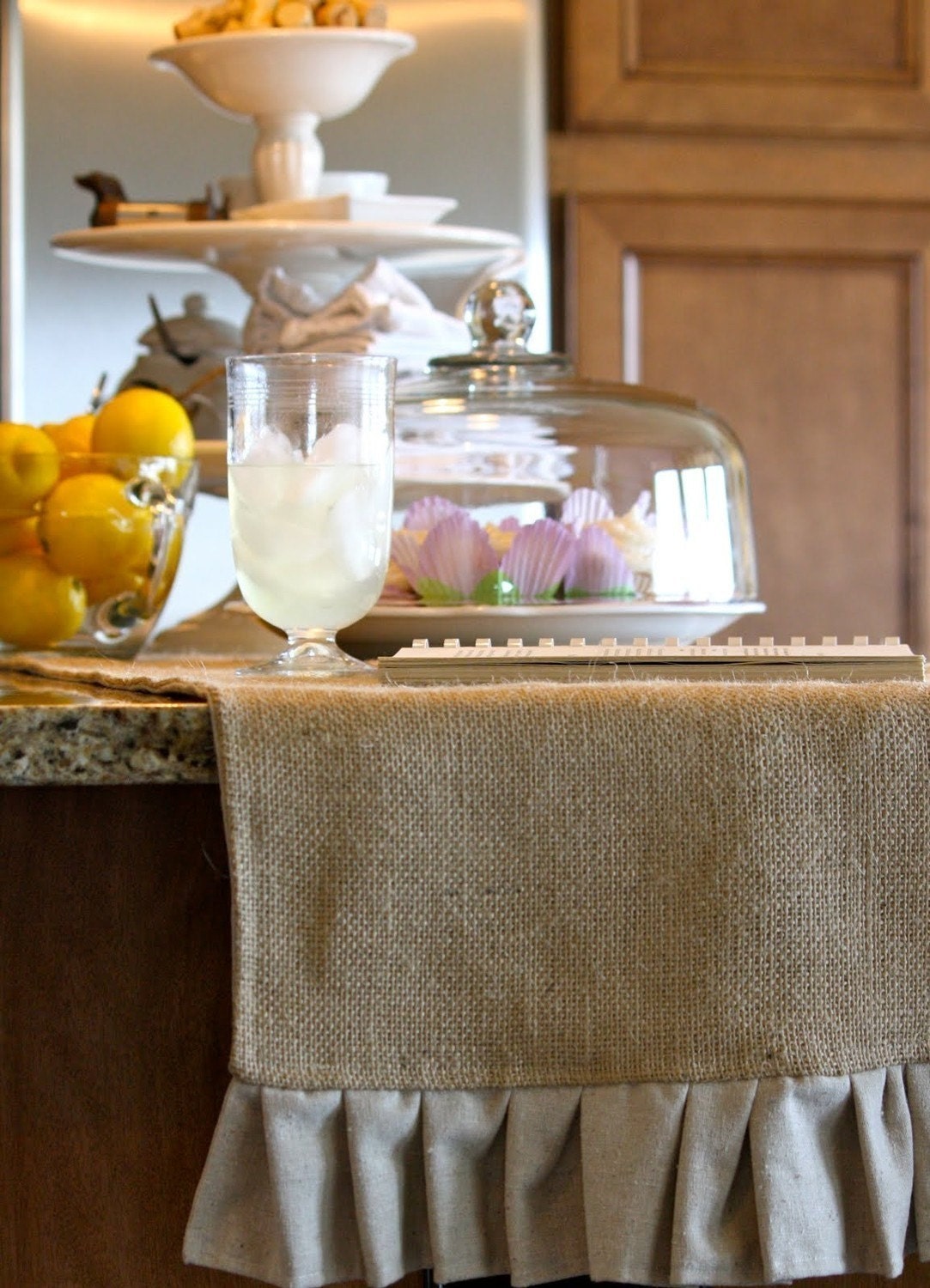 Ruffled Burlap Table Runner 65" length