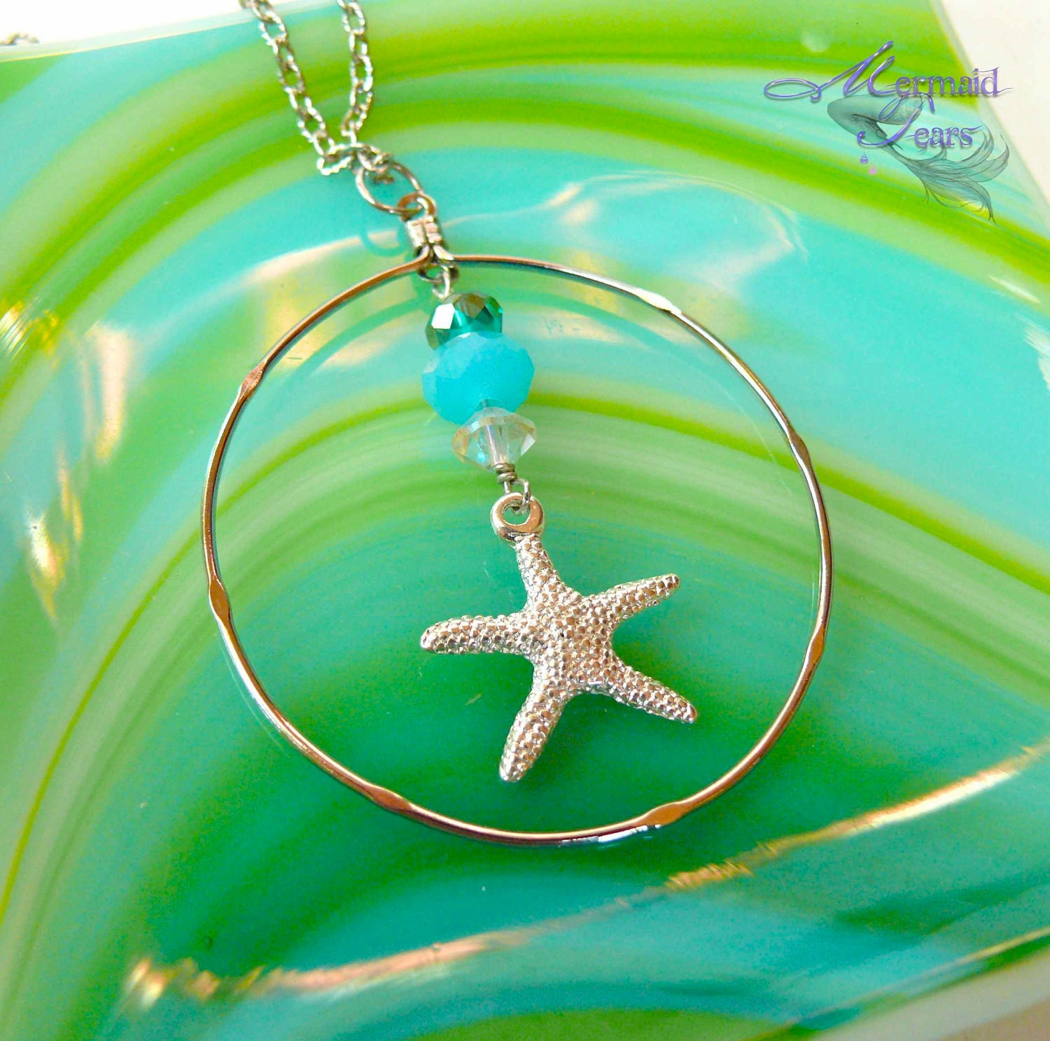 SALE Nautical Starfish Necklace, star fish pendant for beach brides, Hawaiian jewelry by Mermaid Tears Hawaii