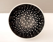 Black and White Stoneware Bowl with Constellation of Black and White Dots / Starry Night Interior / "NIGHT SKY A"
