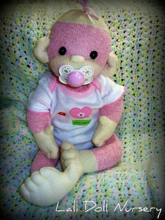 PDF PATTERN and supplies Baby Sock Monkey