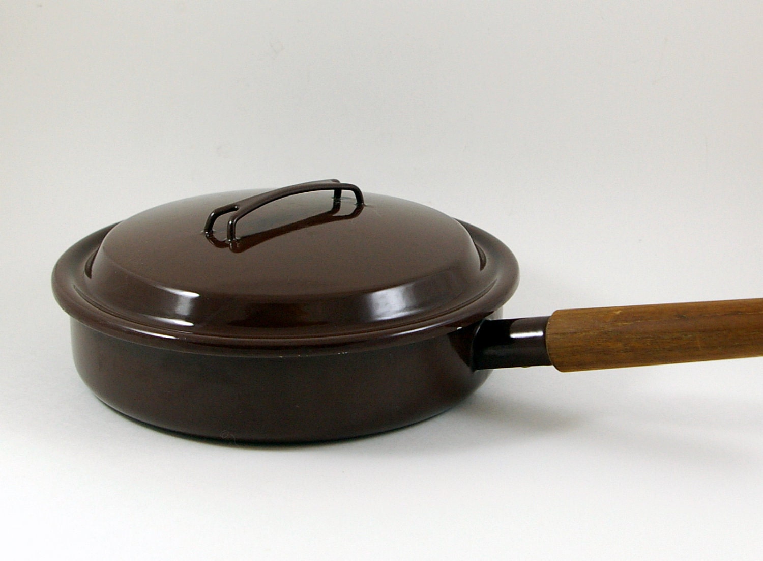 Finel Frying Pan or Skillet with Lid Designed by Seppo Mallat in Brown