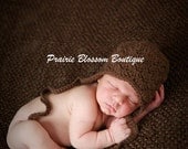 Crochet Newborn Hats for Babies, Baby Ear Flap Hat, Newborn Photo Prop, Newborn Boy Hat, Baby Girl Hat, Brown Cotton Hat, Newborn Size