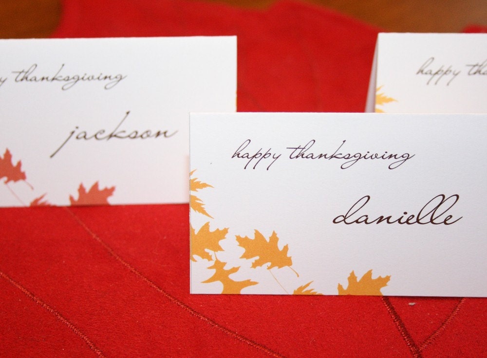 Fall Wedding Invitations, Place Cards, Menu Cards in Falling Leaf design