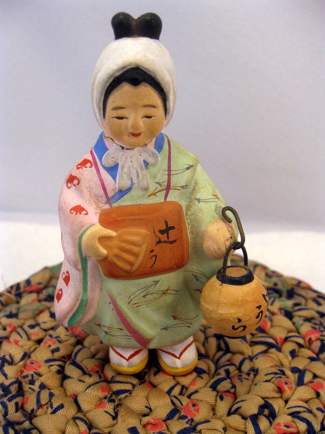 Japanese Woman Clay Figurine Doll Old 3 by MothersMiniTreasures