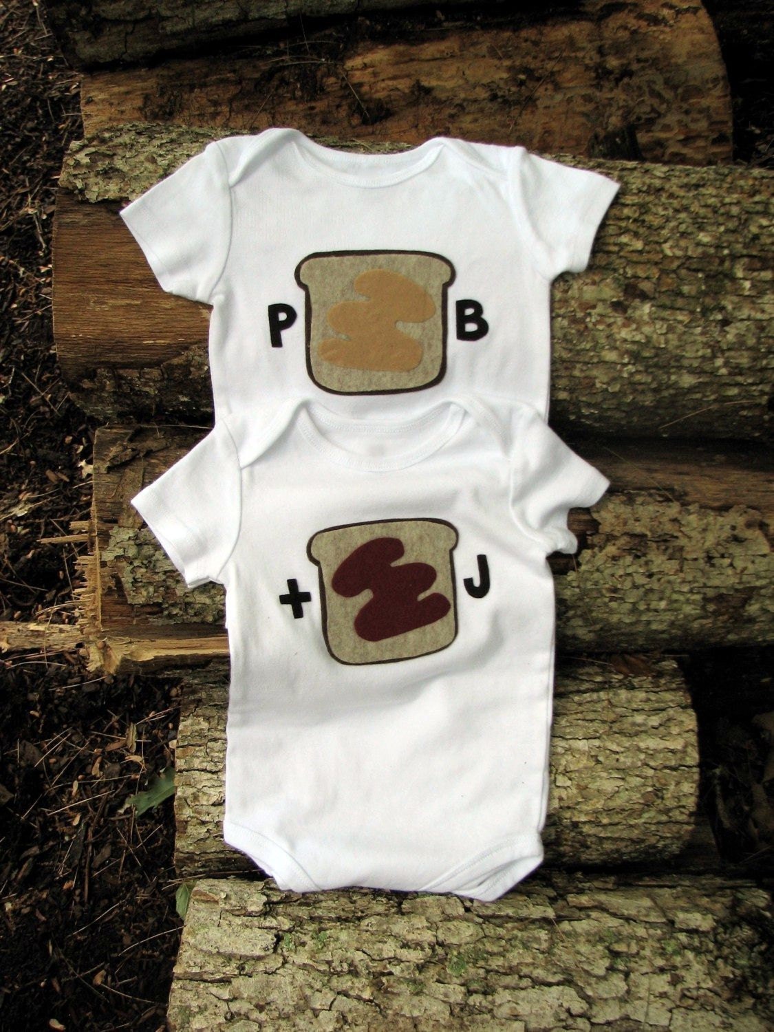 Twin Clothing Baby Onesies Peanut Butter and Jelly