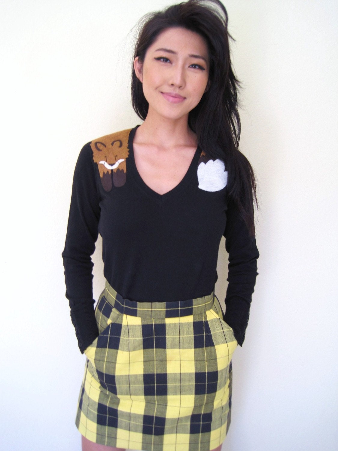 RESERVED listing for 'Francyfan', Wrapped Fox Sweater in Black, size M