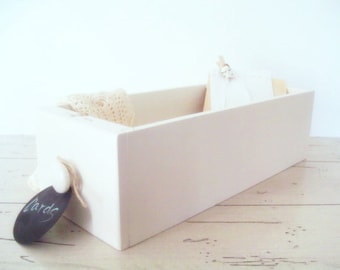 Drawer Organizer Sewing Machine Drawer Chalkboard Tag Wedding Accessories WeddingCard Box Display Cottage White