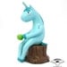 Azul - Turquoise and Teal Blue Poseable Resin Unicorn, Apple and Tree Stump Designer Art Toy Figure by Adrianna Bamber