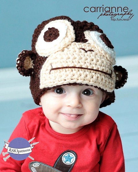 PDF Monkey Hat CROCHET PATTERN All sizes included