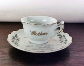 Vintage Mother Cup and Saucer, Mother's Day, Mid Century, Kitsch