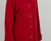 vintage red jaeger wool button down coat small medium 34 mod