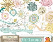 Flower Clip Art - Wispy - Easter Digital Graphics - Swirls - DIY Baby Shower Invitations and Party Printables Il_170x135