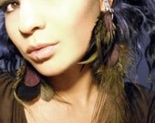 CUSTOM- Tribal Wire Wrap Feather Ear Cuff, Wrap and Earring Set --YOUR CHOICE of feathers, charms, wire color