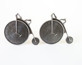 Steampunk Bicycle Cuff Links- Sterling Silver Finish