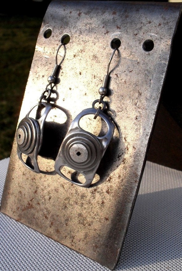 Recycled ring pull tab dangle Earrings