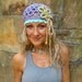 BOHO FLOWER purple BEANIE hat with interwoven Headband hat crochet cotton hat hippie gypsy funky Fairy hat